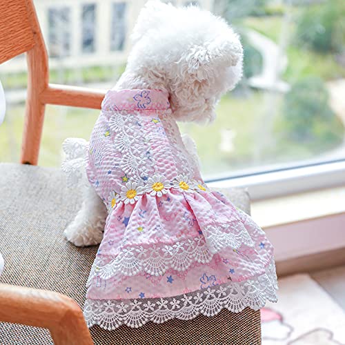 Hrttsy Dog Dress Girls Puppy Clothes For Small Dogs Cat Spring Summer Cute Floral Doggie Princess Dress With Daisy Decor Chihuahua Yorkies Wedding Valentines Daily Wearing Apparel Pet Outfits(Pink,Xs) #TOP5