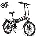 Price comparison product image Rymic Folding 20'' Electric City Bike for 250W Motor, with Removable 48V 10.4Ah Lithium Battery for Adults, 7 Speed Shifter Electric Bicycle Handle LCD Meter Quick Delivery