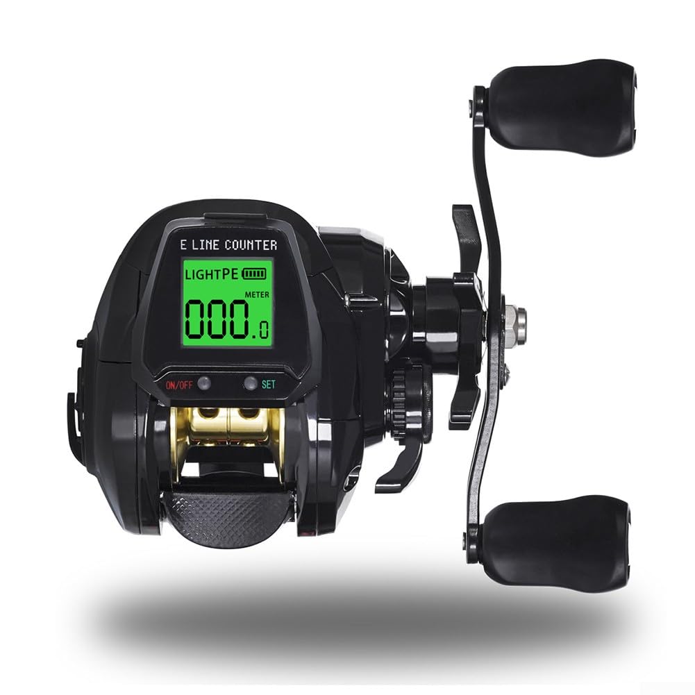 Baitcasting Moulinet de pêche numérique 7.2:1 avec alarme de touche et compteur de profondeur