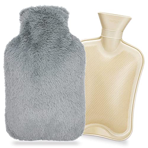 Bolsa de agua caliente con funda mullida 2 L, botella de calor portátil para niños y adultos extraíble lavable, los mejores regalos de Navidad e invierno Cover