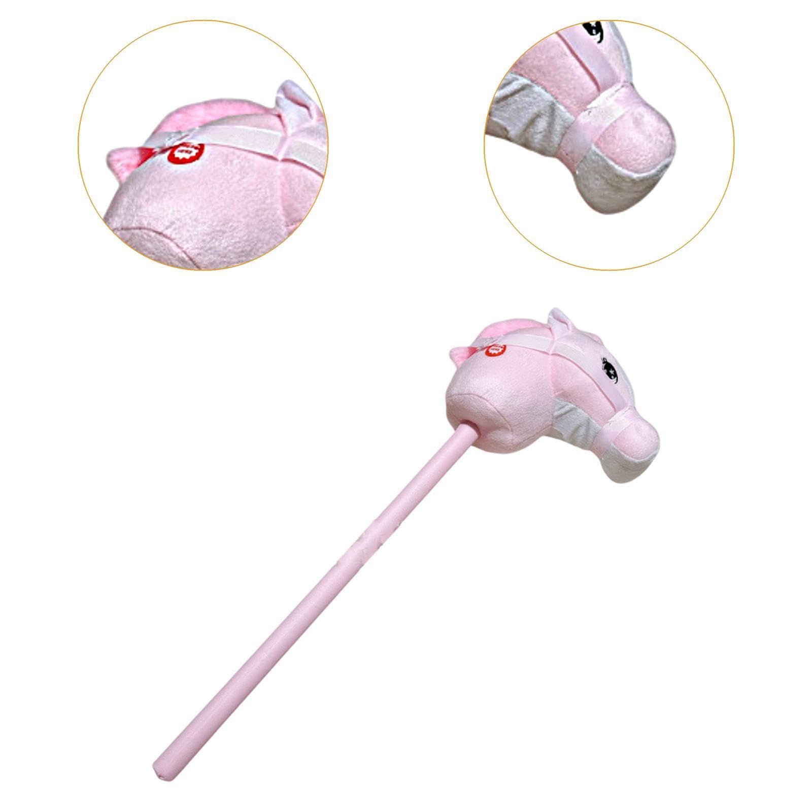 Hobby Horse Cavallo a Bastone Giocattolo Cavallo Peluche Stick Animale Morbido Comfort Leggero Adatto per Bambini Gioco Casa Scuola, Rosa