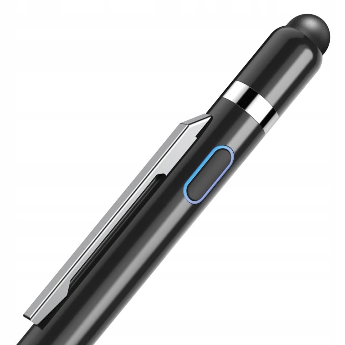 Hama Stift für Tablet (Eingabestift, aktiv, ultrafein, für Android/iOs, Handy Stift, Tablet Stift, aufladbar, für kapazitiven Touch Display, iPad kompatibler Stift, Touchpen, Pen, mit Clip) schwarz