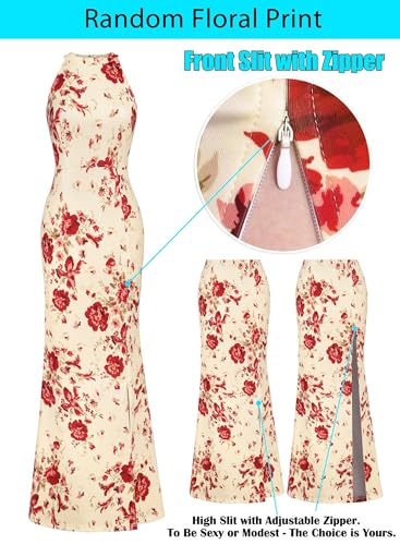 Image of VFSHOW Womens Formal Sexy Halter High Slit Prom Wedding Guest Maxi Dress 2023 Illusion Sweetheart Neckline Evening Long Gown