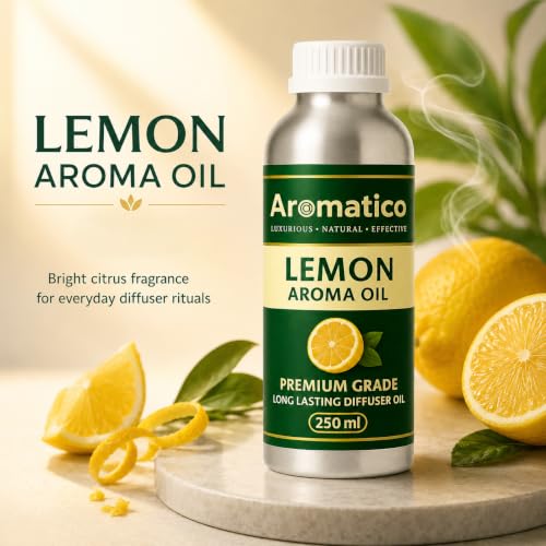 Image of AROMATICO Lemon Diffuser Oil with Strong, Long-Lasting Fragrance for Homes, Offices & Showrooms. For Aromatherapy, Diffusers, Air Purifiers, Vaporizers - 250 ml