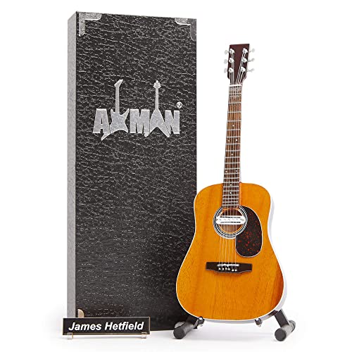 Image of James Hetfield Miniature Guitar Replica - Music Gifts - Handmade Ornamental 1/4 Scale - Includes a Display Box, Name Tag and Miniature Guitar Stand