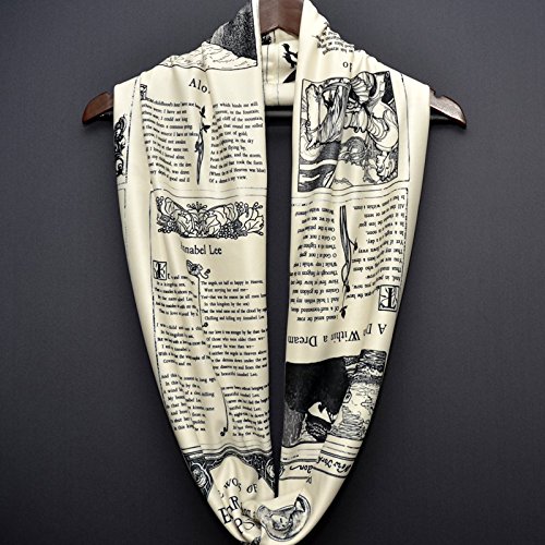 Universal Zone Edgar Allan Poe Poems Infinity Scarf. Annabel Lee, Alone, The Raven, A Dream Within a Dream, Eldorado4