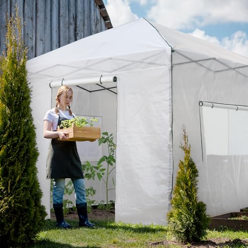 Image of EAGLE PEAK 10x10 Easy Setup Pop Up Greenhouse, Clear /White