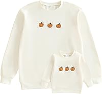 Vista 13 de Karwuiio Mommy and Me Family Matching Outfits Halloween Pumpkin Print Sudadera de manga larga sin botones