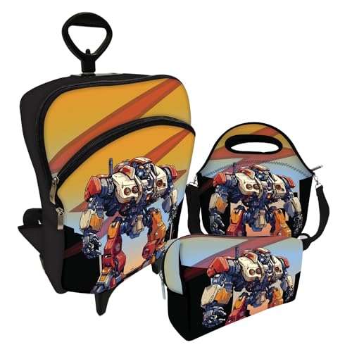Kit Escolar Mochila Rodinha +Lancheira+Estojo Robo-Max