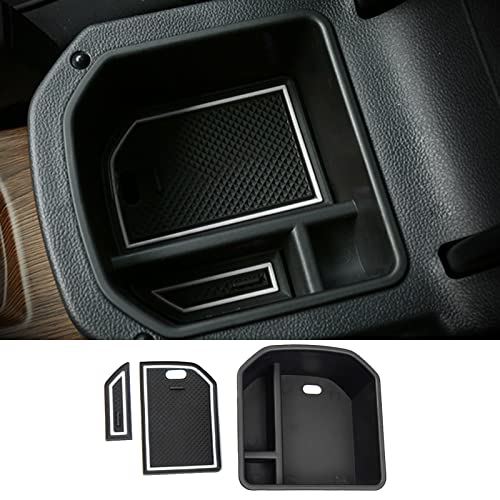 CDEFG para T-ROC Caja de almacenamiento, Consola Central Apoyabrazos Caja del coche Interior V W T ROC Center Armrest Storage Box, Con Tapete Antideslizante Accesorios Interiores del coche (Blanco)