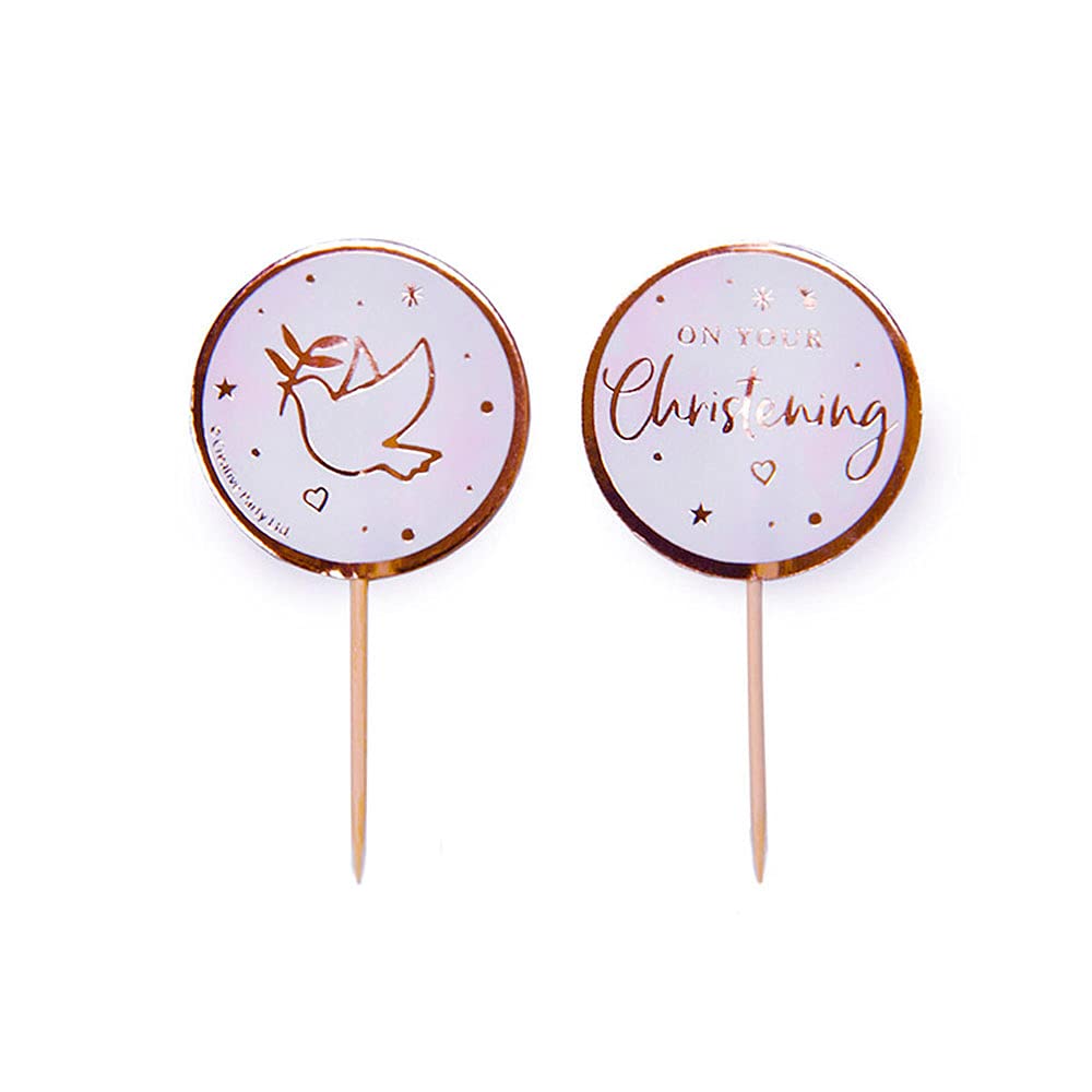 Anniversary House Pink On Your Christening Cupcake Toppers