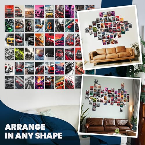 Image of Wallgasm Paper Vintage And Modern Cars Poster Set - Set Of 54, 4 X 6 Inches | Collage Kit | Posters For Room, Office Decor And Dorm Room Decor | Car Poster | Car Aesthetic
