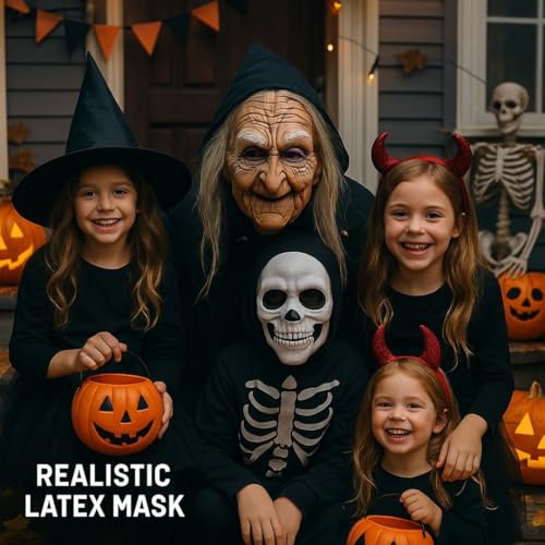 Image of Wanna Party Halloween Mask For Adults- Old Woman | Adults Realistic Halloween with Lifelike Features for Cosplay and Costume Parties