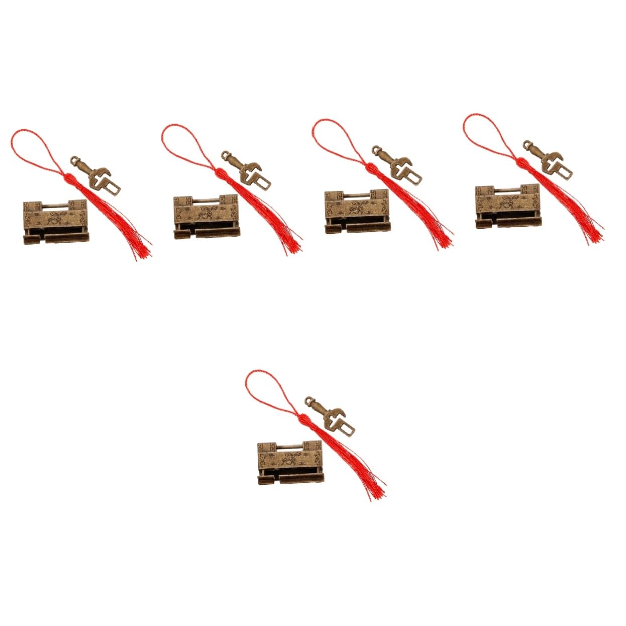 Lurrose 5 Sätze Antikes Kleines Schloss Vorhängeschlösser Schublade Riegel Code Tastensperre Schlüssel Antikes Vorhängeschloss Holzkistenverschlüsse Schrankzubehör Dark Brown Zinklegierung
