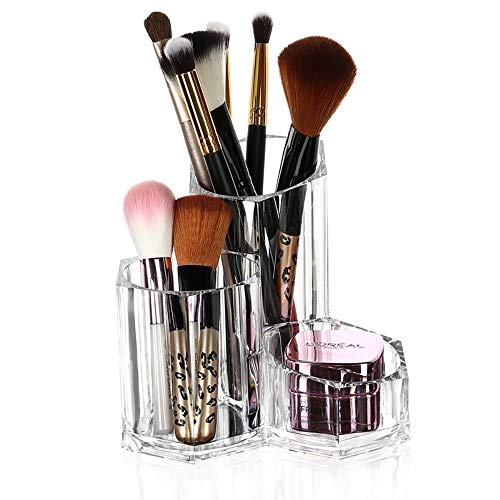 Preisvergleich Produktbild Drametree Make-up Pinsel Aufbewahrungsbox Acryl Transparent Einteiliger Pinsel Eimer Schreibwaren Augenbrauen Lippenstift Lippenglasur Finishing Box Drei Grid Make-up Pinsel Tube
