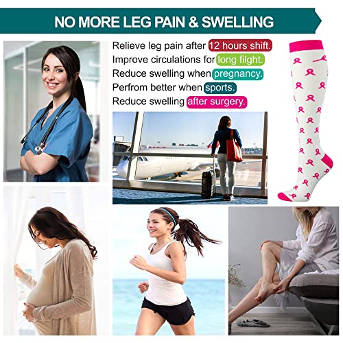 Compression Socks for Nurse Women 2/3 Pairs Graduated 20-30mmHg Nurse Doctor Pregnancy Socks Reduce Fatigue Swelling Shin Splints