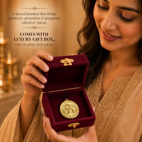 Image of DIVINITI 24K Gold Plated Double-Sided Religious Pendant with Premium Gift Box, Spiritual Locket for Men & Women, Devotional Jewellery for Gifting & Everyday Wear