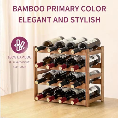 Soporte para botellas de vino de bambú para 12 botellas miniatura 4