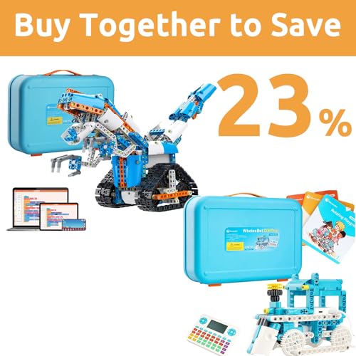 WhalesBot E7 Pro & D3 Pro Coding Robot, Multiple Sensors Coding Block Building Set, Multiple in 1 Story Based Tutorial, STEM Toys for Kids 6-8/8-12 Years, Gift Choice for Children