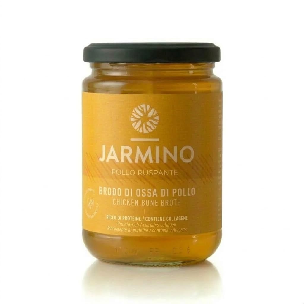 JARMINO brodo biologico di ossa di pollo (6 x 350 ml) | acido ialuronico, collagene e proteina naturale | bone broth | bevanda salutare o come base per zuppe e salse