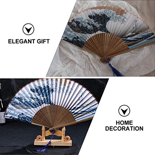 ABOOFAN 2Pcs Pequenos Fãs de Mão Dobrável para Adultos Chineses Leques de Bambu Do Vintage Japonês p