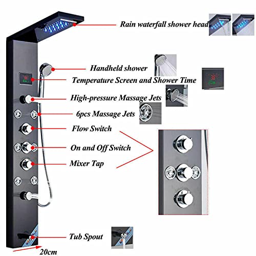 MObyat Panel de Ducha Torre de Pared - Set de Grifería de Ducha con Sistema de Masaje miniatura 6