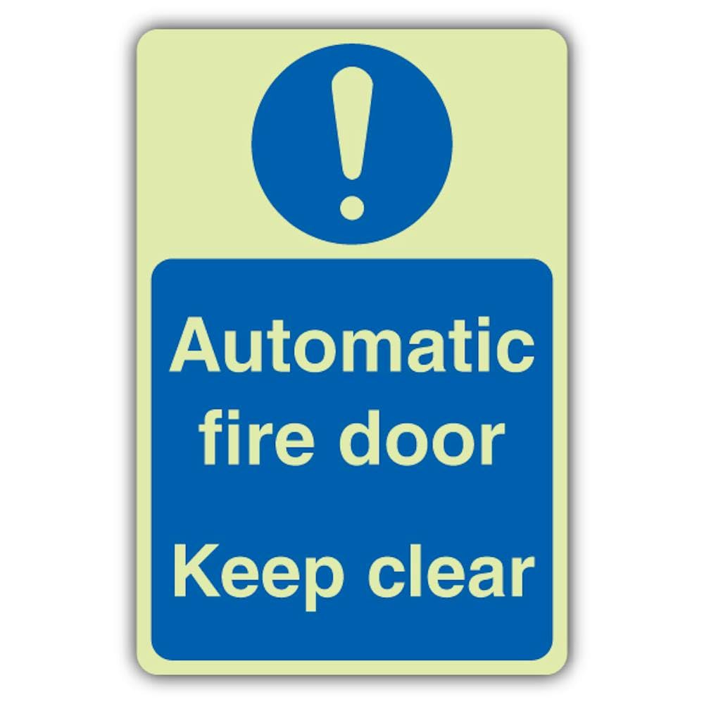 V Safety - Señal automática para puerta de incendios que brilla en la oscuridad, 300 x 450 mm, hecha de plástico rígido de triple brillo, señalización de seguridad contra incendios, fabricado en Gran