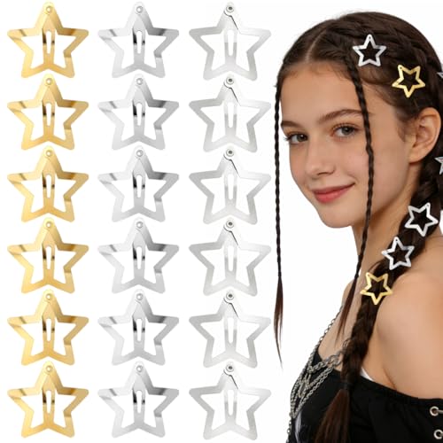 18 Pezzi Fermagli per Capelli a Stella in Metallo, Mollette per Capelli Decorative - Clip a Forma di Stella per Ragazze e Donna, Accessori Capelli per Bambina e Adulta