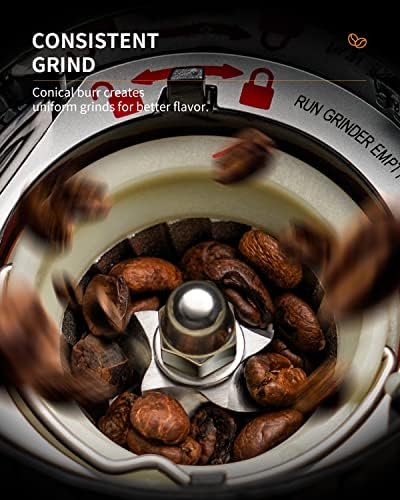 SHARDOR Professional Conical Burr Coffee Grinder, Coffee Bean Grinder with 48 Grind Settings for Espresso, Drip & French Press, Upgraded Anti-Static Technology, Precision Timer, Stainless Steel - 2