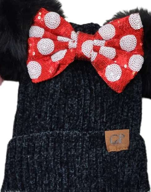 CLGIFT Rose Gold Minnie Ears Beanie, Winter BEANIE, Mickey Beanie, Holiday Winter Christmas, Minnie Fall Hat