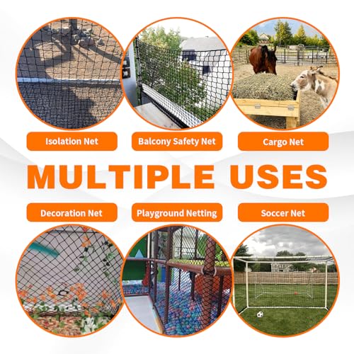 Image of Kids Pets Safety Rope Netting, Black Stairs Balcony Railing Protecting Net, Climbing Cargo Net, 6.619.7ft