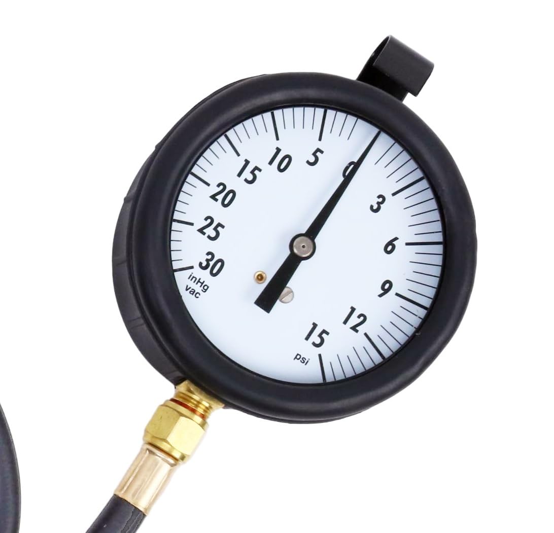 TU-32-6 6.6L Diesel Fuel Pressure System Test Kit Compatible with GM Duramax Diesel Engines, with 6-ft Hose and 3-1/2" Gauge, 30 inHg~15 PSI