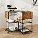 PUNCIA Movable Corner Heat Press Table with Vinyl Roll Holder Heavy Duty Heat Transfer Stand with Foldable Table Rolling Heat Press Cart DIY Craft Workstations for Cutting Machine