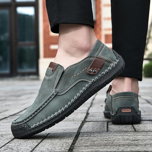 Mens Loafers Casual Slip on Shoes Business Lightweight Refreshing Classic Slippers Walking Driving Dark Green3