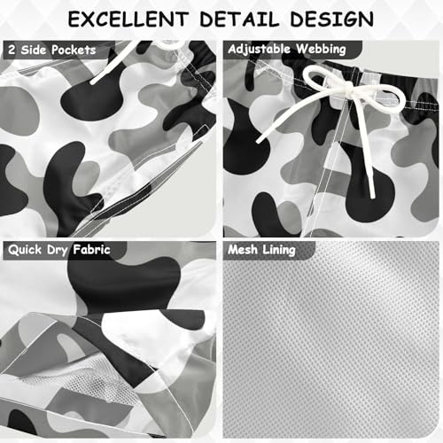 DOMIKING Camouflage Black White Toddler Boys' Swim Trunks Mesh Lining Swim Shorts for Kid Boy Toddler Adjustable Waist3