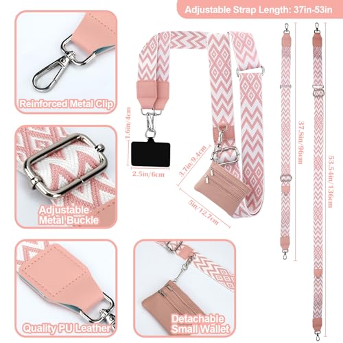 Image of XANGNIER Clip and Go Strap for Phone with Wallet Crossbody, Phone Strap with Zippered Wallet, Adjustable Anti Theft Cellphone Lanyard for Women, Cellphone Chain Accessories,Multicolor 18