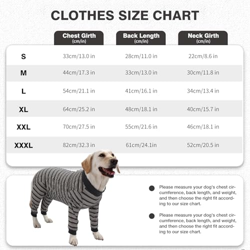 Image of Dog Recovery Suit, Pet Surgery Suits for Female Male, Striped Recovery Shirt Dog Abdominal Wounds Bandages, E-Collar & Cone Alternative, Neuter Stop Licking Onesie Body Suits for Large Dogs