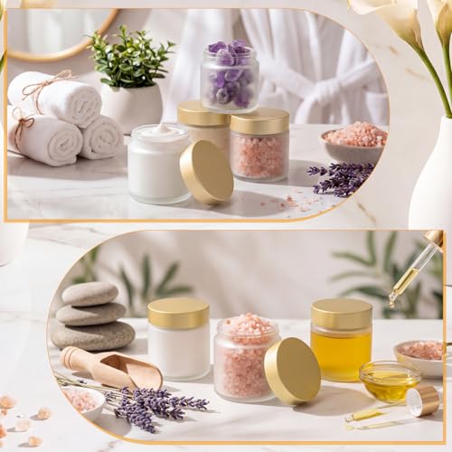 Image of Norme 48 Pcs 4 oz Glass Jars with Lids Cosmetic Jars, Frosted Clear, Gold