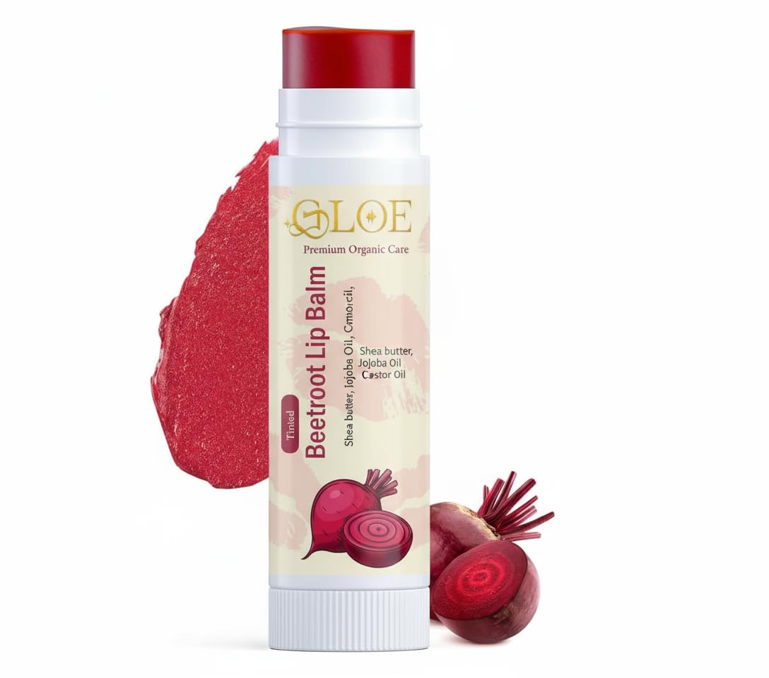 GLOE Beetroot Lip Balm(Pack of 1) Ayurvedic, Organic, Herbal,Tinted 100% Natural Lip Balm with Beetroot | 12 Hr Moisturization | For Dry & Chapped Lips | Natural Pink Tint-picture-21