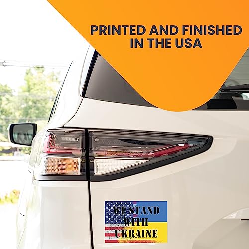 Image of Magnet Me Up We Stand with Ukraine Ukrainian American Distressed Blended Flag Magnet Decal, 4x6 inches, Heavy Duty Automotive Magnet for Car Truck SUV