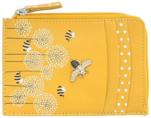 Mala Leather Moonflower Collection Leather Coin Purse/Card Holder RFID 4249_56 Yellow