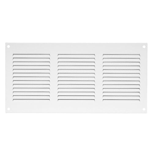 Hde White Metal Air Vent Grille 300Mm X 150Mm Fly Screen Flat Louvre Duct Cover