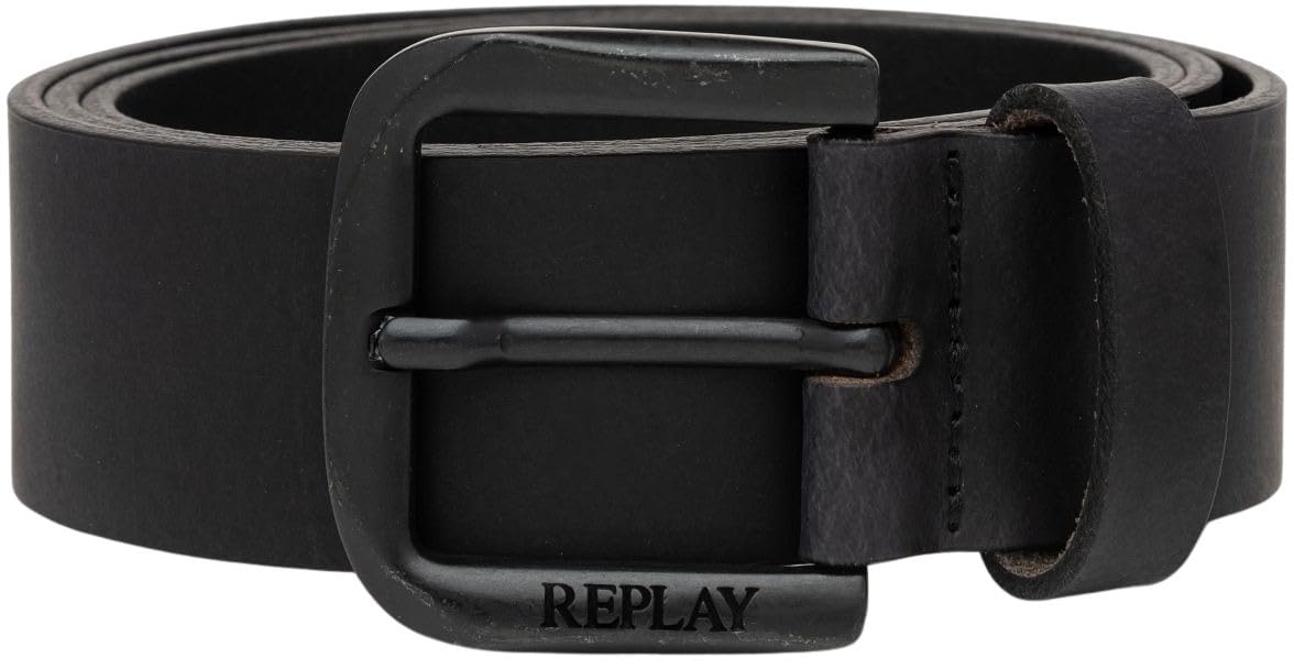 Replay men's leather belt, black (Black 098), 85 cm