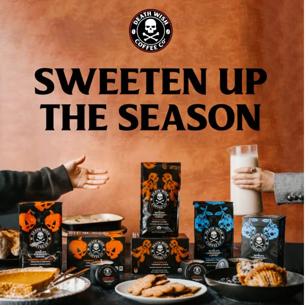 Image of Death Wish Coffee Flavor Variety Pack - Pumpkin Chai, Gingerdead, and Blue & Buried Ground Coffee (12 Ounce, Pack of 3)