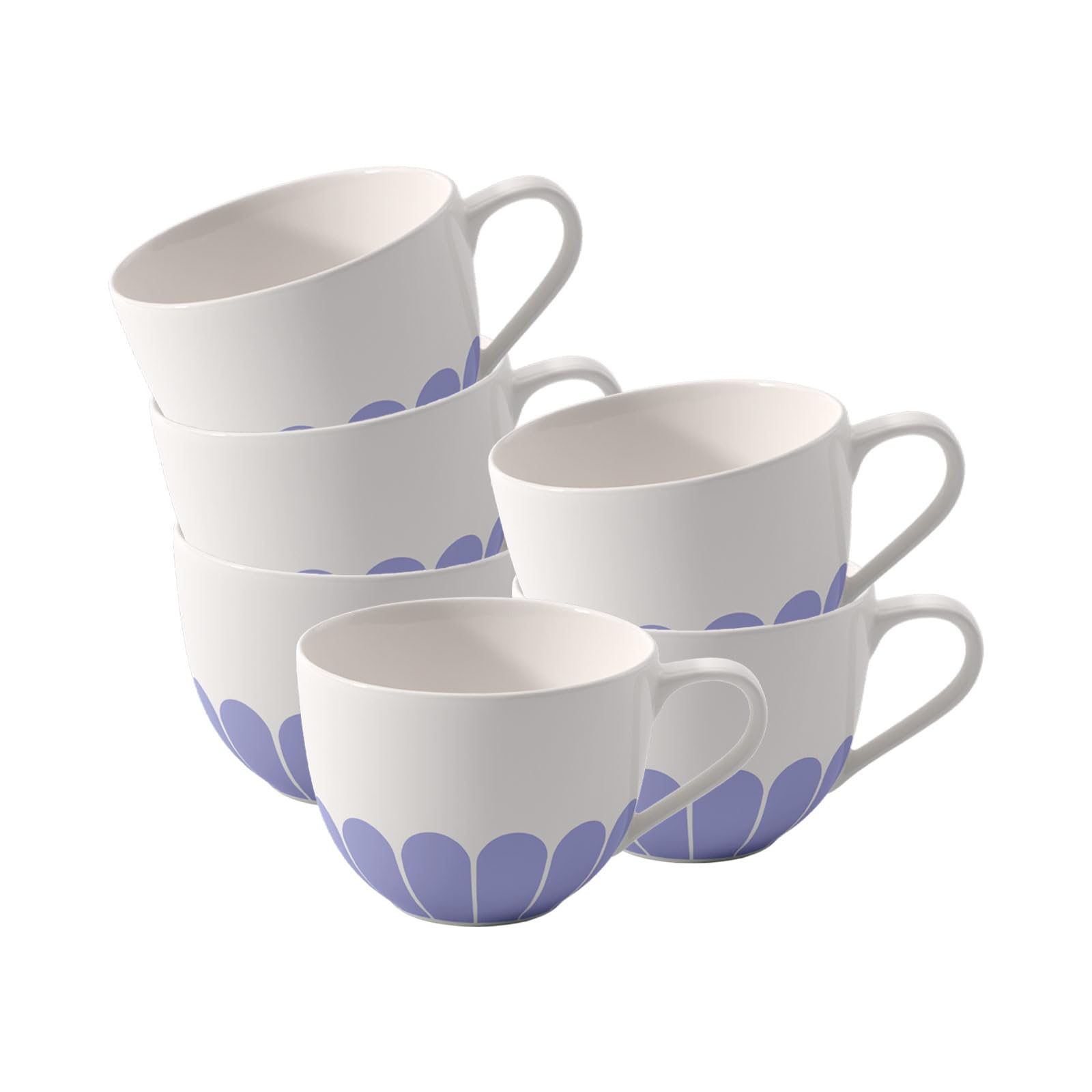 Villeroy & Boch - Fleur Bleu filiżanki do kawy, zestaw 6 sztuk, 160 ml, filiżanki do kawy lub herbaty, kubki z kwiatowym wzorem, filiżanka do capuccino, filiżanka do herbaty, porcelana premium, nadają