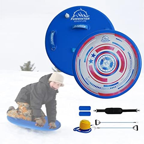 FunWater Inflatable Snow Tube for Sledding Toboggan Sledge Saucer Sleds with Handles Pump Shoulder Strap and Two Pull Cords for Snowball Fights Cover