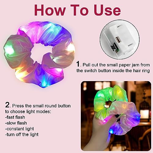 URAQT Leuchtende Haargummis, 6PCS Party Accessoires, Leuchtende Haarbänder – Ansicht 3