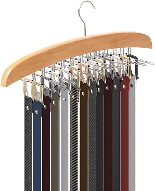Multifunctional Wooden Tie Underwear Hanger Large Capacity Space Saving Rotating Foldable Metal Hook Storage Rack