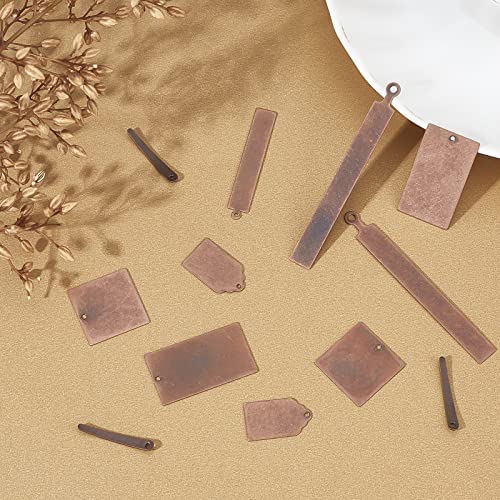 SUNNYCLUE 1 Box 36Pcs 6 Styles Blank Stamping Charms Metal Tags Rectangle Square Bar Brass Engraving Blanks Pendants for Jewelry Metal Stamping Tags Red Copper - Image 4