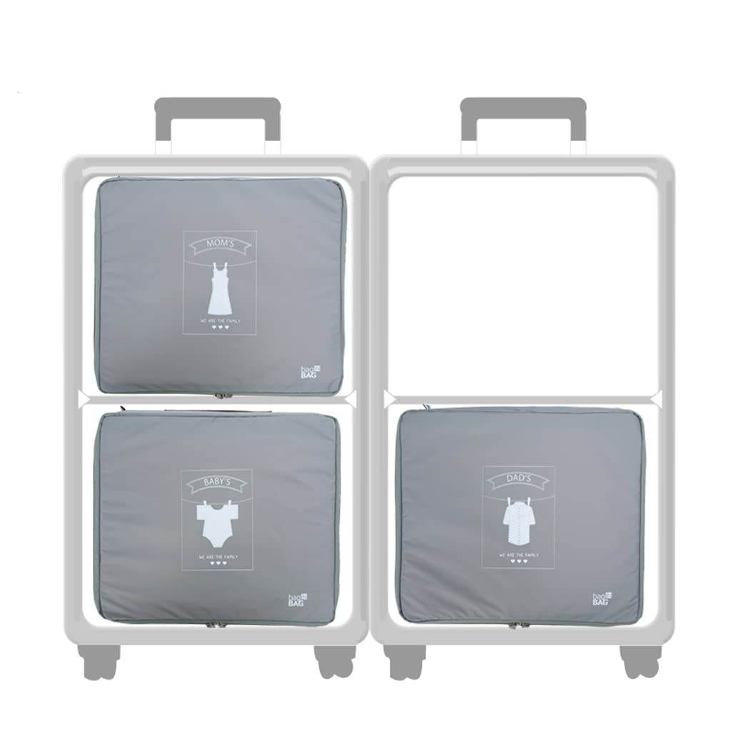 ACiyD Cubi da imballaggio Set di 3 per Viaggio in Famiglia Organizzatori di valigie da Viaggio Borsa per Biancheria da 3 Pezzi, Grigio